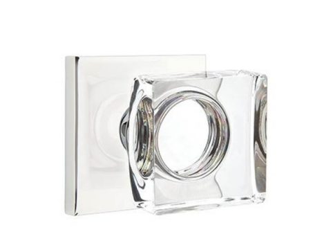 Emtek C5316MSC Concealed Fastener Passage , Urban Modern Rosette , Modern Square Crystal Knob Sale