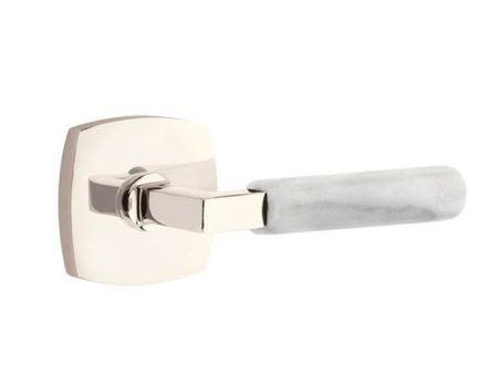 Emtek C5316.LS.MRWH Concealed Fastener , Passage , Urban Modern Rosette , L-Square Stem , White Marble Handle Online Hot Sale