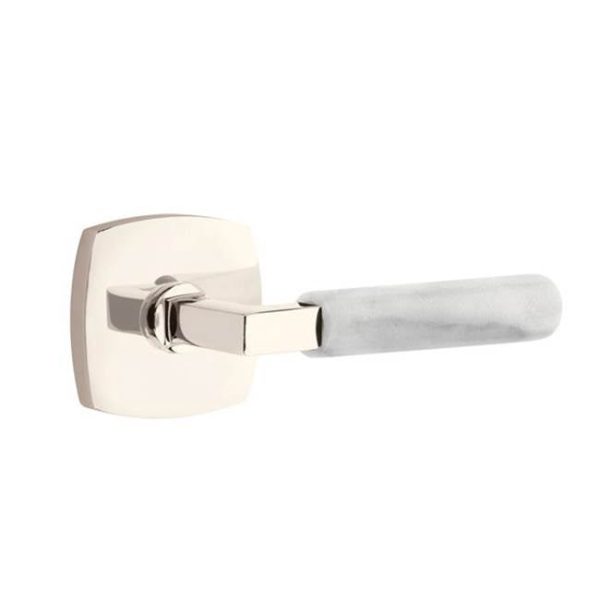 Emtek C5316.LS.MRWH Concealed Fastener , Passage , Urban Modern Rosette , L-Square Stem , White Marble Handle Online Hot Sale