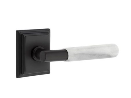 Emtek C5212.TA.MRWH Concealed Fastener , Privacy , Modern Rectangular Rosette , T-Bar Stem , White Marble Handle Fashion