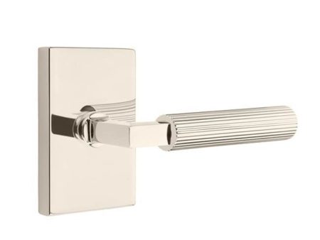 Emtek C5212.LS.SK Concealed Fastener , Privacy , Modern Rectangular Rosette , L-Square Stem , Straight Knurled Handle Hot on Sale