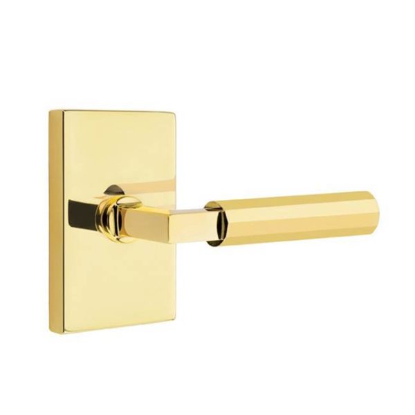 Emtek C5212.LS.FA Concealed Fastener , Privacy , Modern Rectangular Rosette , L-Square Stem , Faceted Handle Fashion